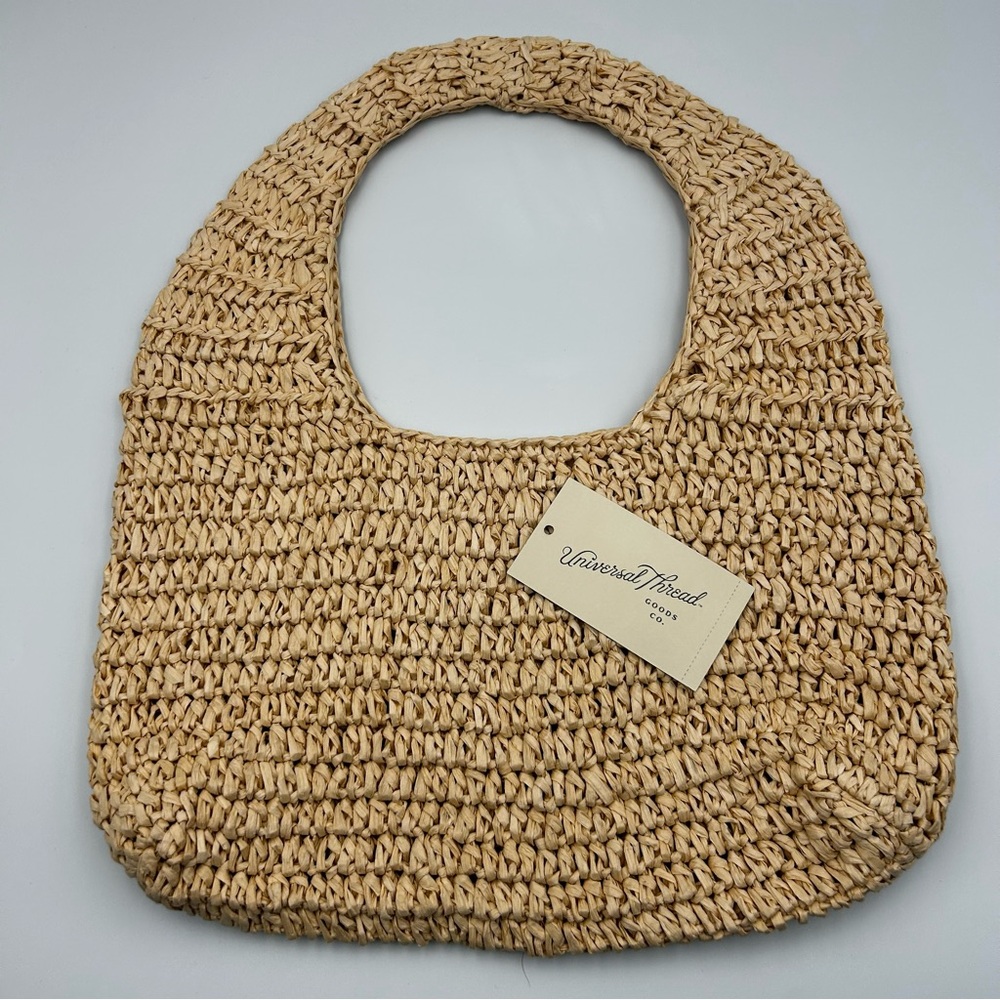 Universal Threads Straw Raffia Woven Shoulder Hob… - image 1